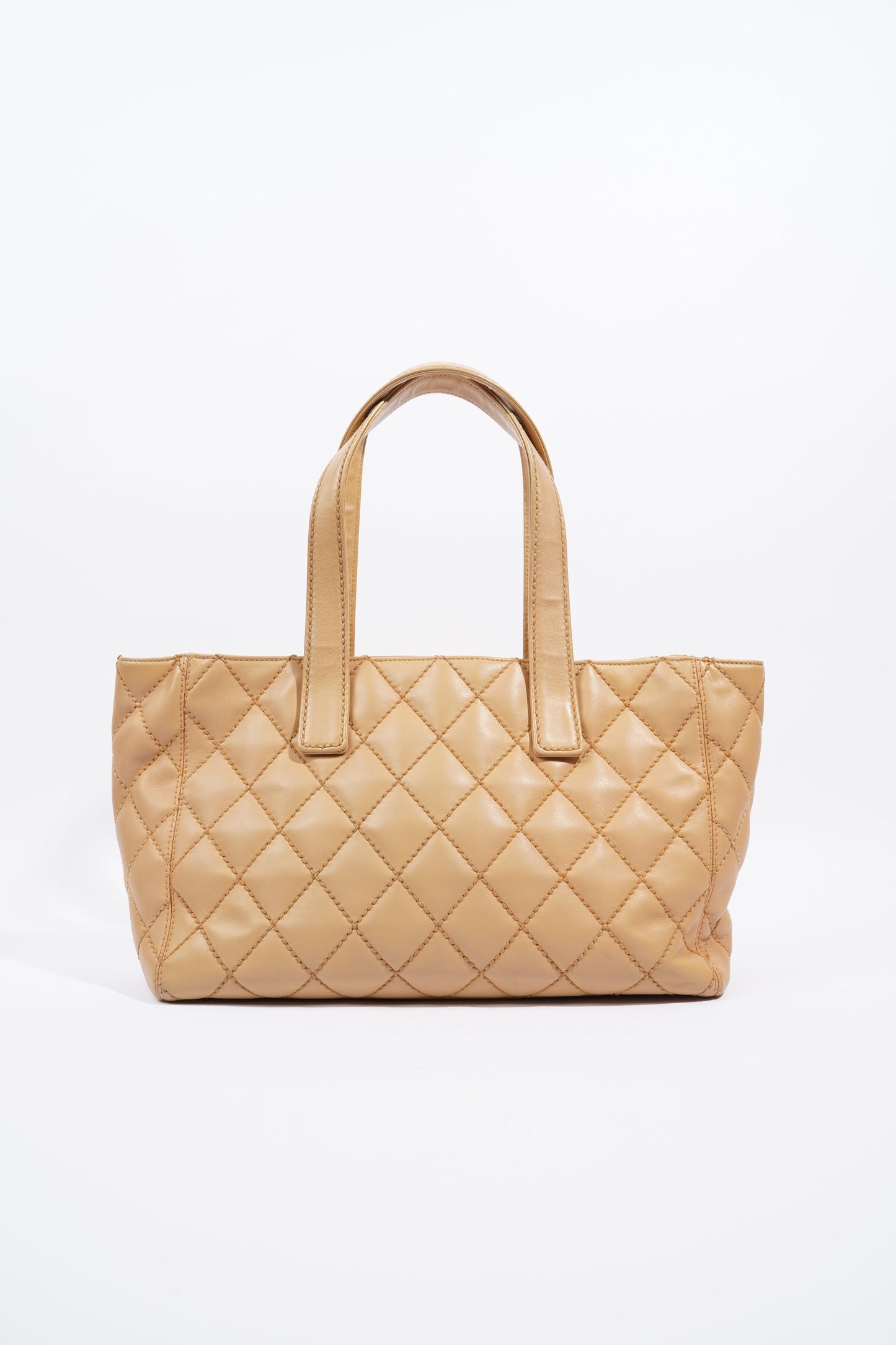 Chanel Wild Stitch Tote Bag Beige Lambskin Leather