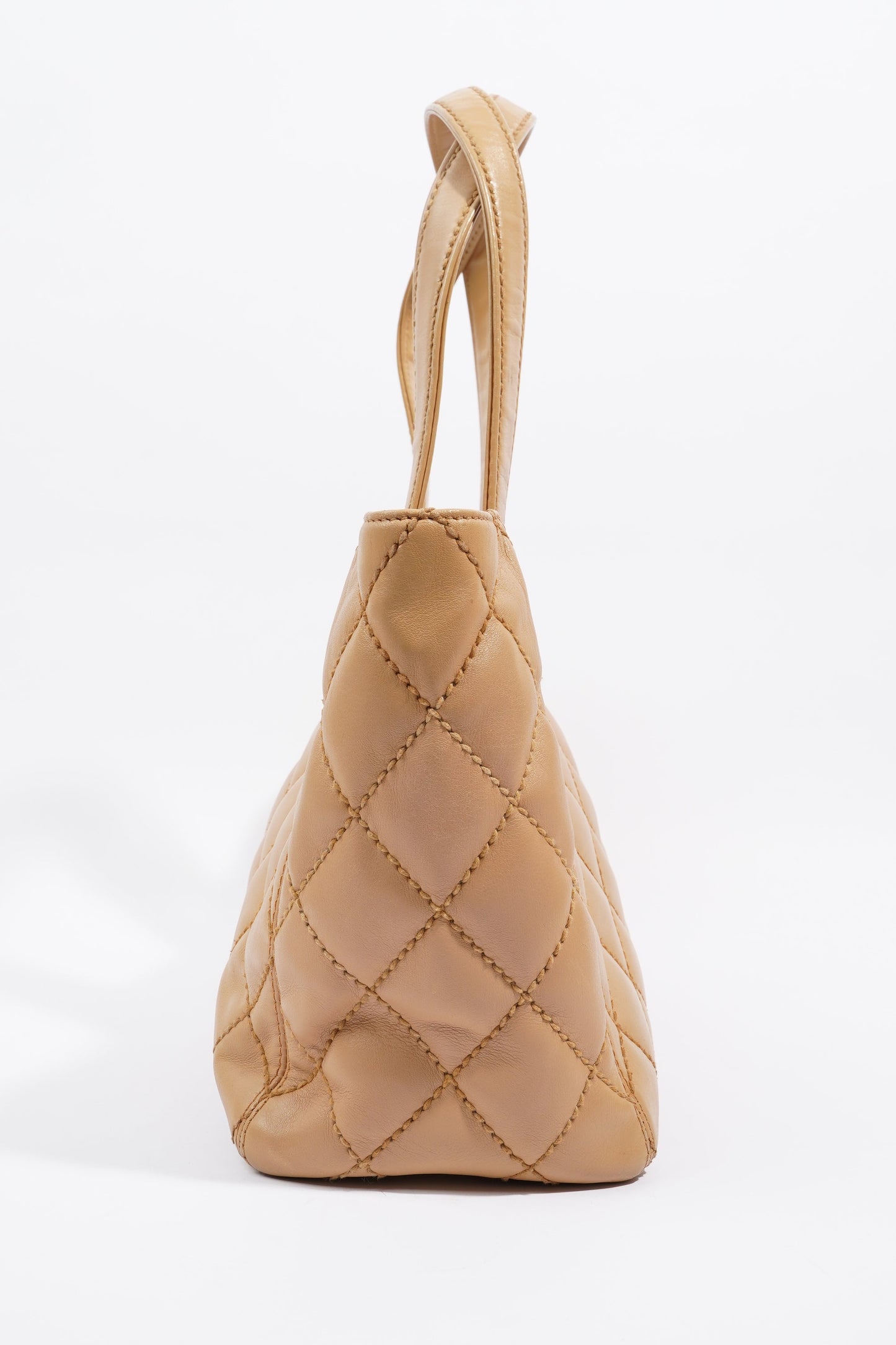 Chanel Wild Stitch Tote Bag Beige Lambskin Leather