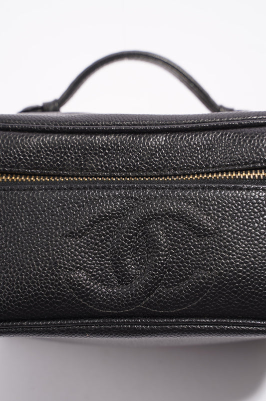 Chanel Coco Mark Vanity Bag Black Caviar Leather