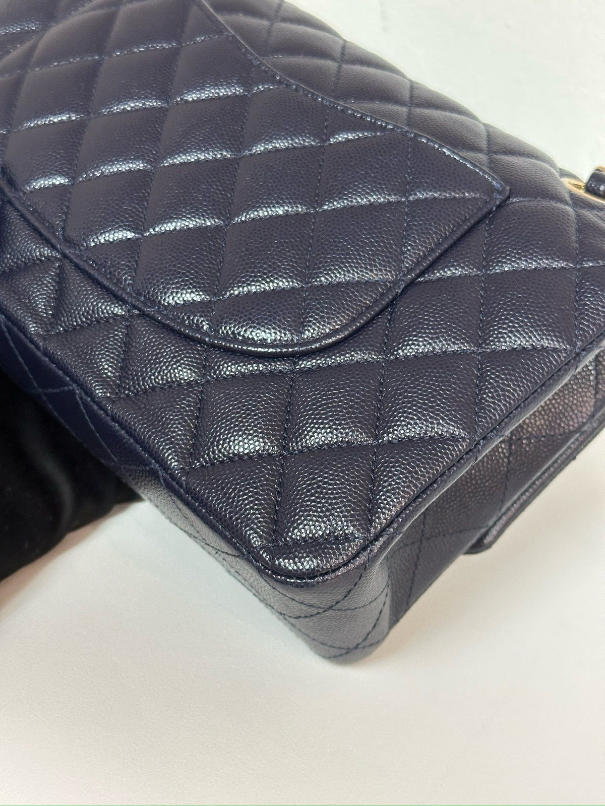 Chanel Medium Classic Caviar Double Flap Navy Blue Bag LSHW  2021year Microchip
