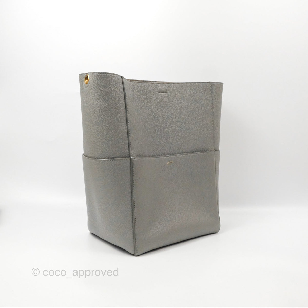 Celine Sangle Bucket Bag Grained Calfskin Grey
