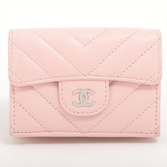 Chanel Chevron Compact Wallet Light Pink