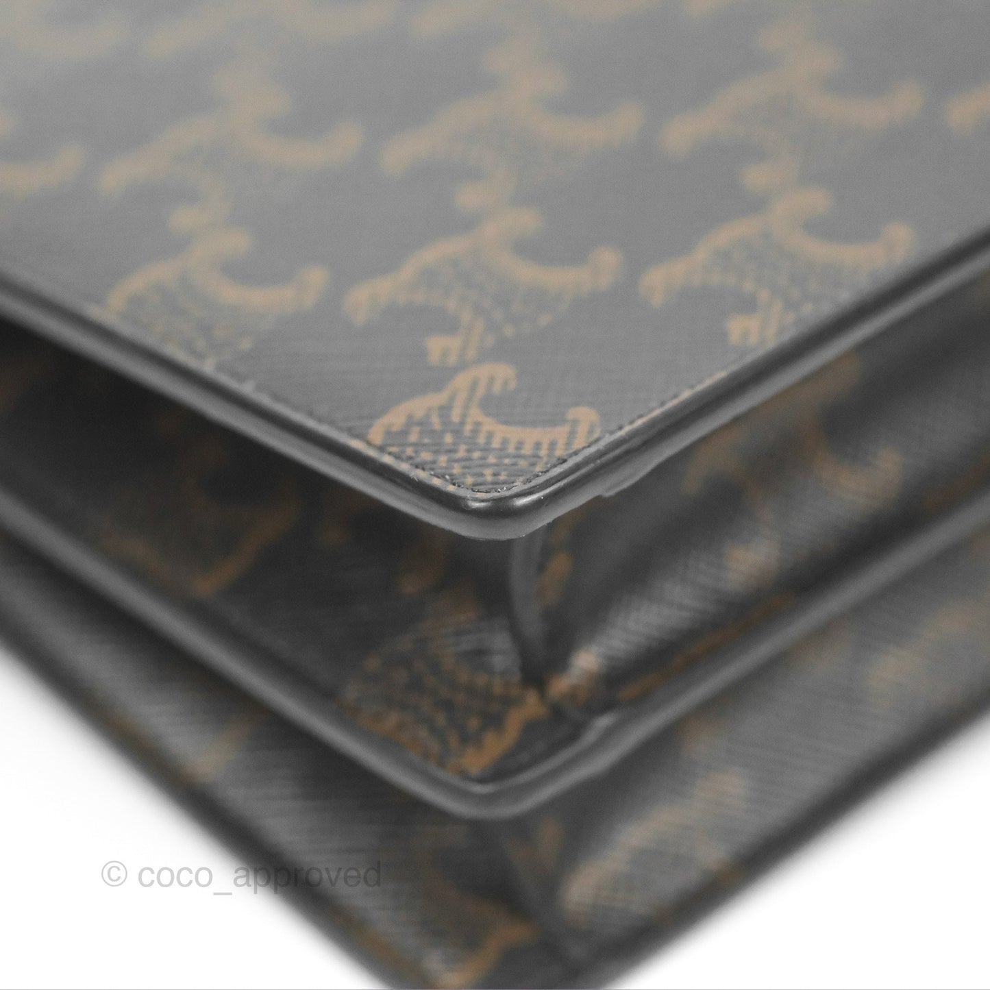 Celine Wallet On Strap Triomphe Canvas Tan Lambskin