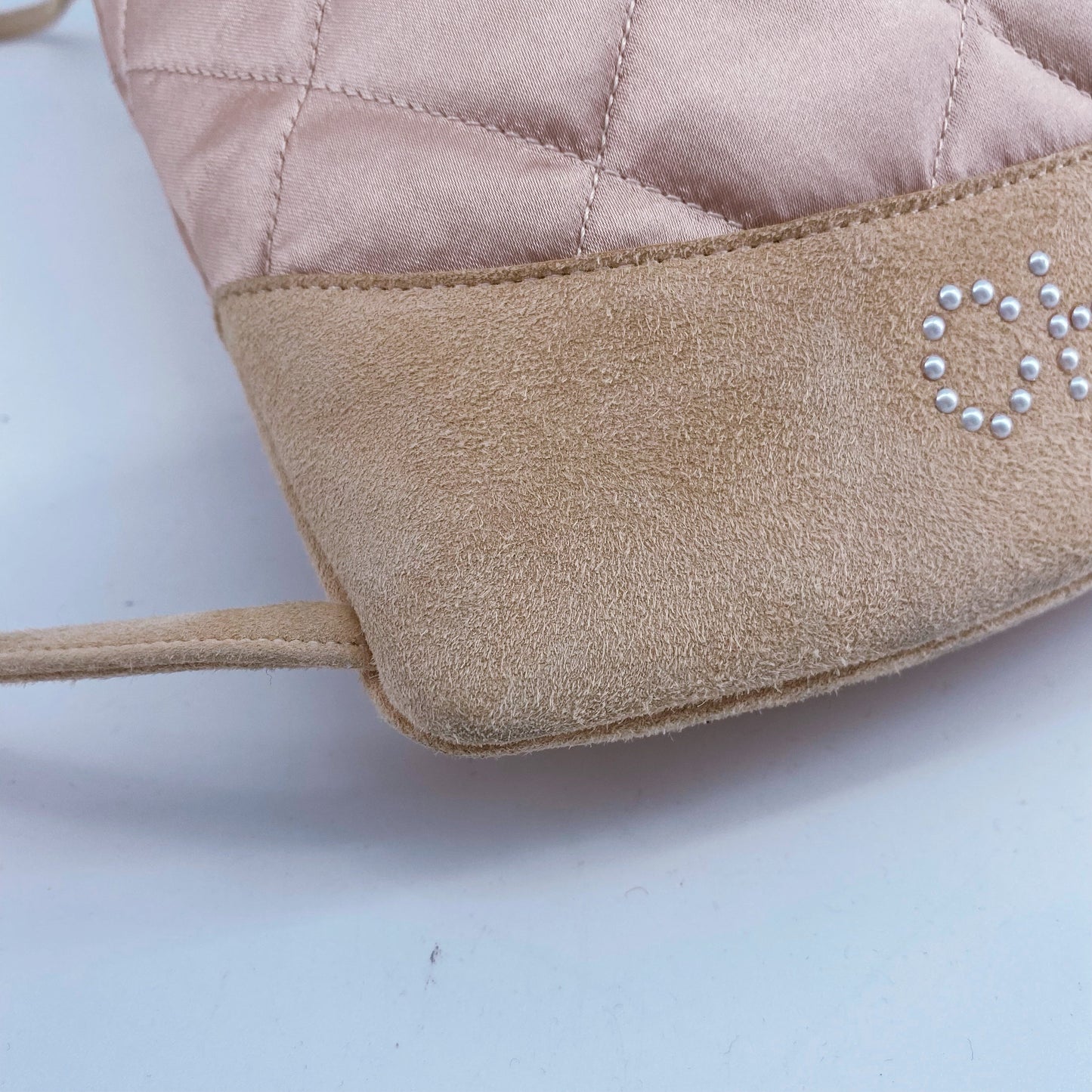 Chanel Vintage Quilted Satin and Suede Drawstring Backpack