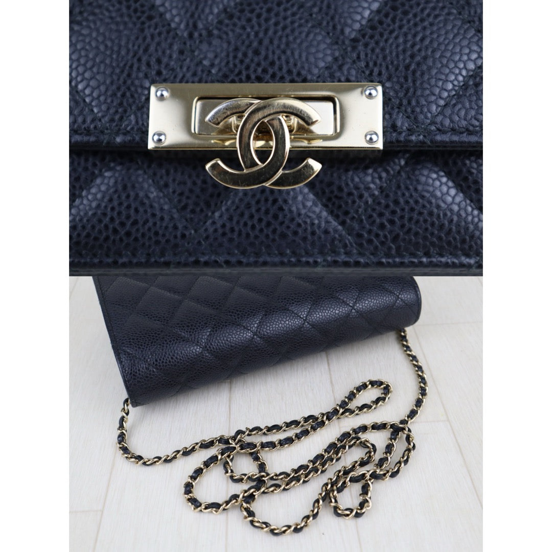 Good ( Rank AB)｜ CHANEL Matelasse Caviar Skin Chain WOC Black  Made in 2018Year ｜H25063007