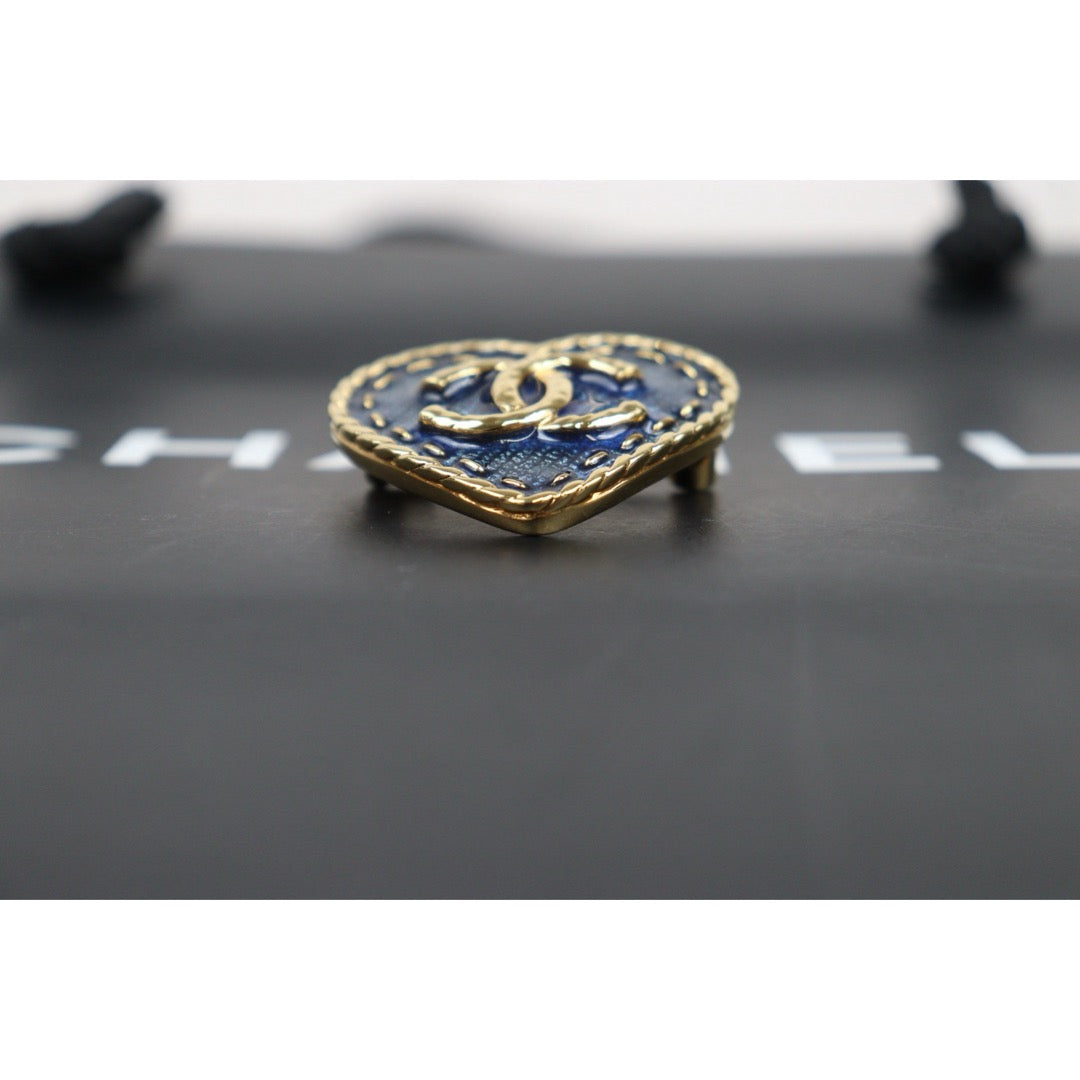 Very Good ( Rank A)｜ CHANEL Coco Mark 24P Denim Heart Brooch ｜V25052508