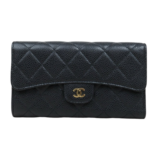 Very Good ( Rank A) ｜CHANEL Caviar Skin Black Long Wallet Made In 2014 - 2015Year｜S25021007