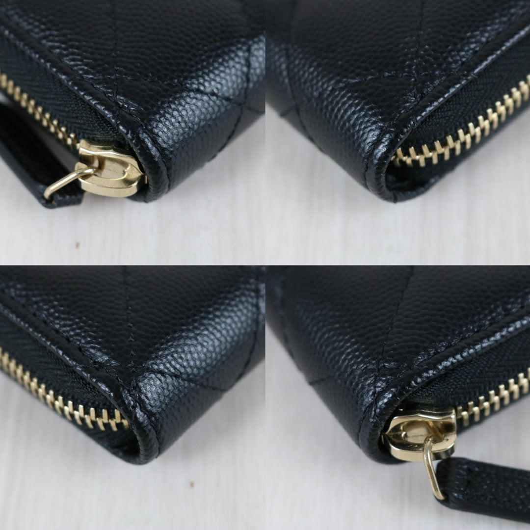Very Good ( Rank A) ｜CHANEL Caviar Skin Calf Leather Coin Purse Black Made In 2018~2019 Year｜S25063003