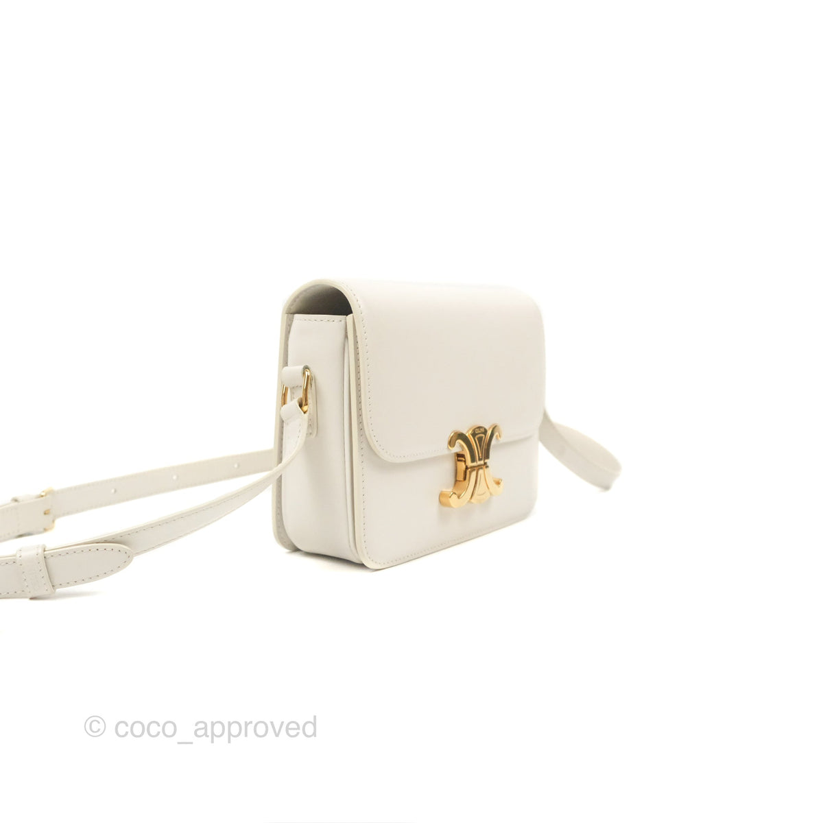 Celine Teen Triomphe Bag Shiny Calfskin White