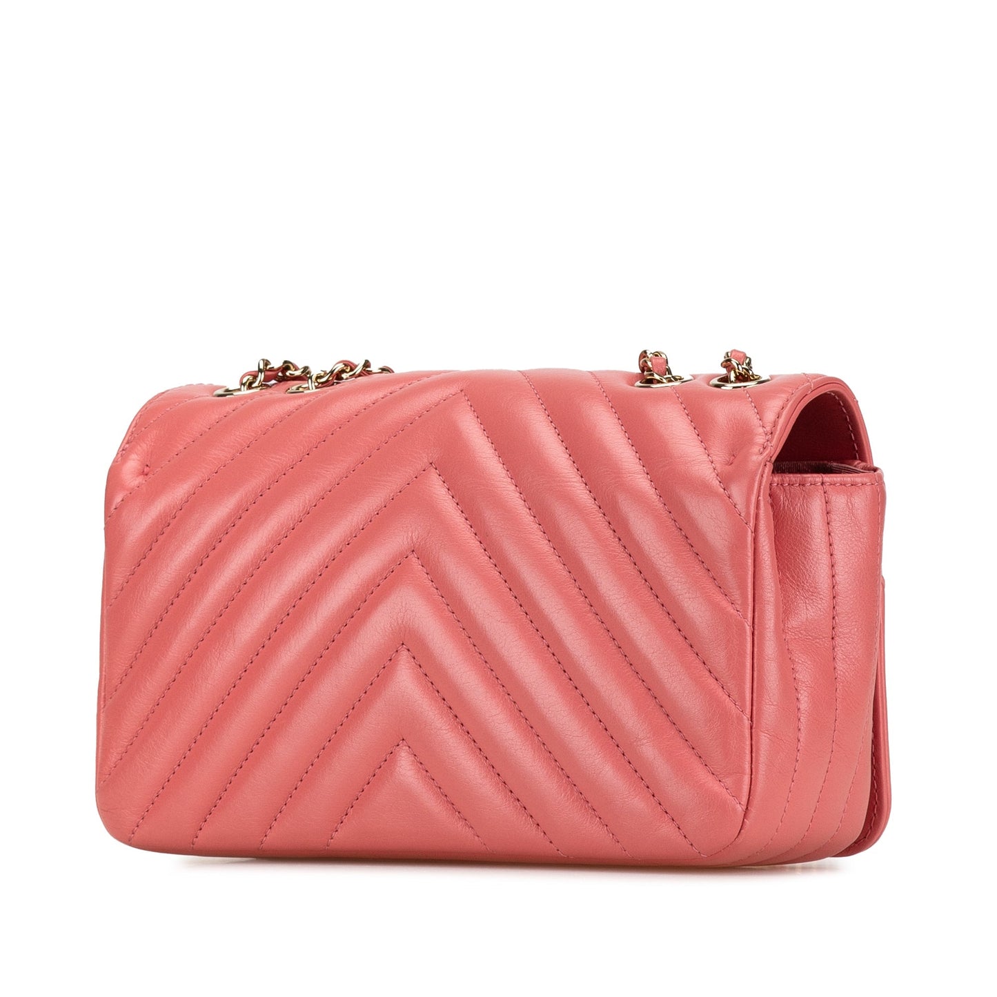 Pink Chanel Mini Chevron Calfskin Statement Flap Crossbody Bag