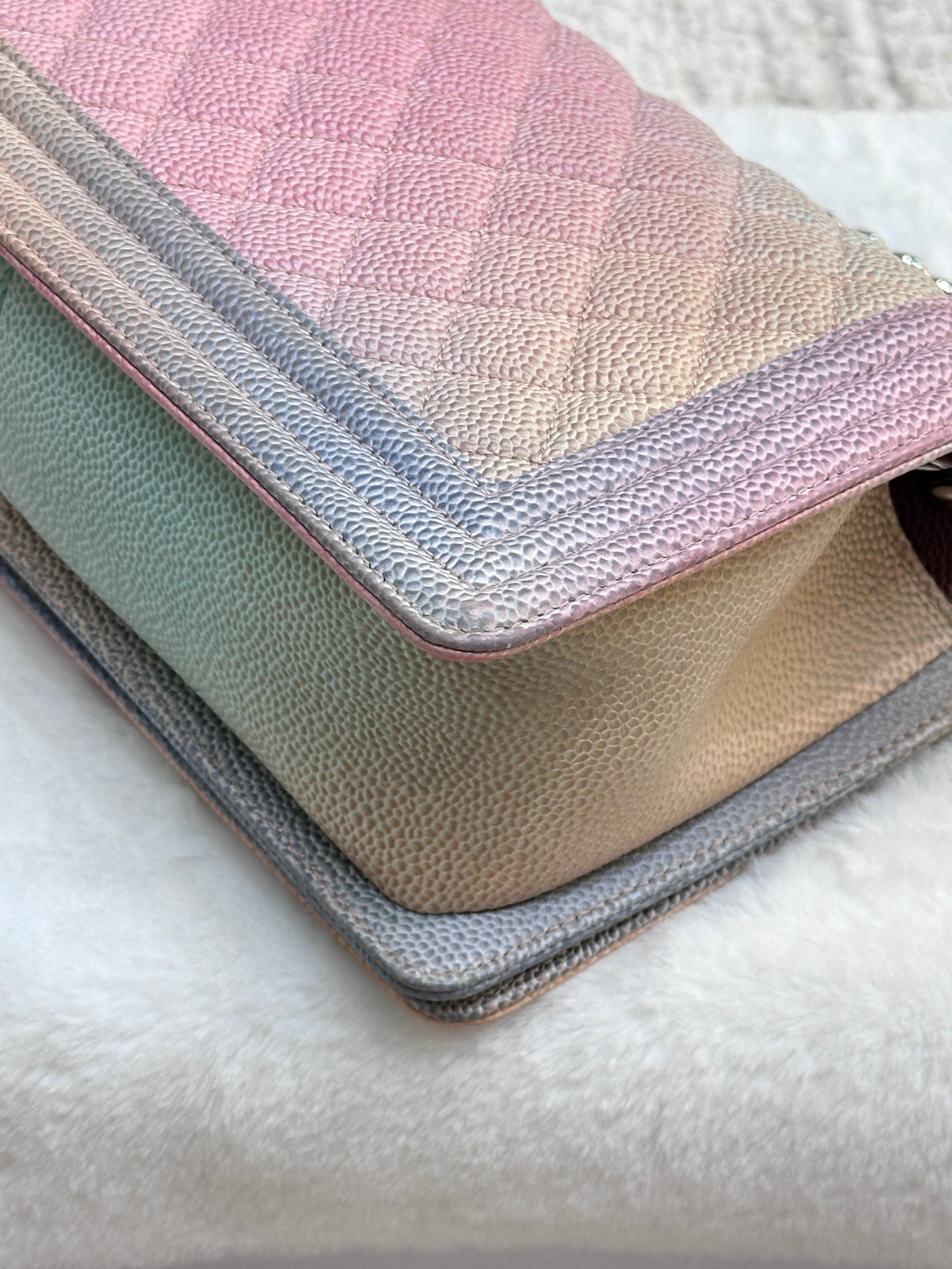 Chanel Rainbow Qulited Caviar Boy Bag Medium