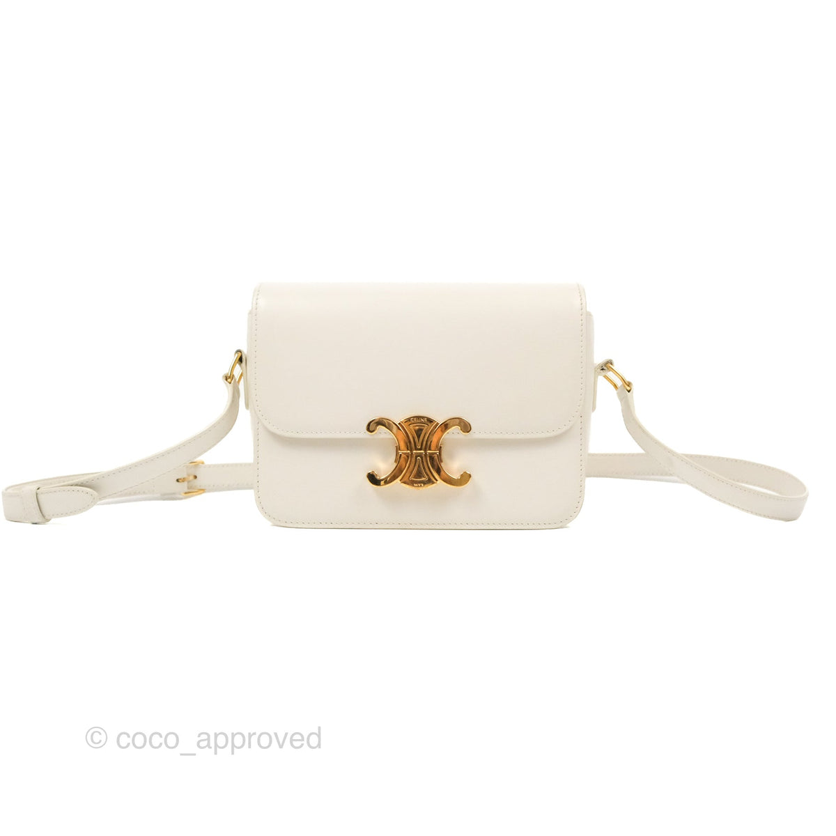 Celine Teen Triomphe Bag Shiny Calfskin White