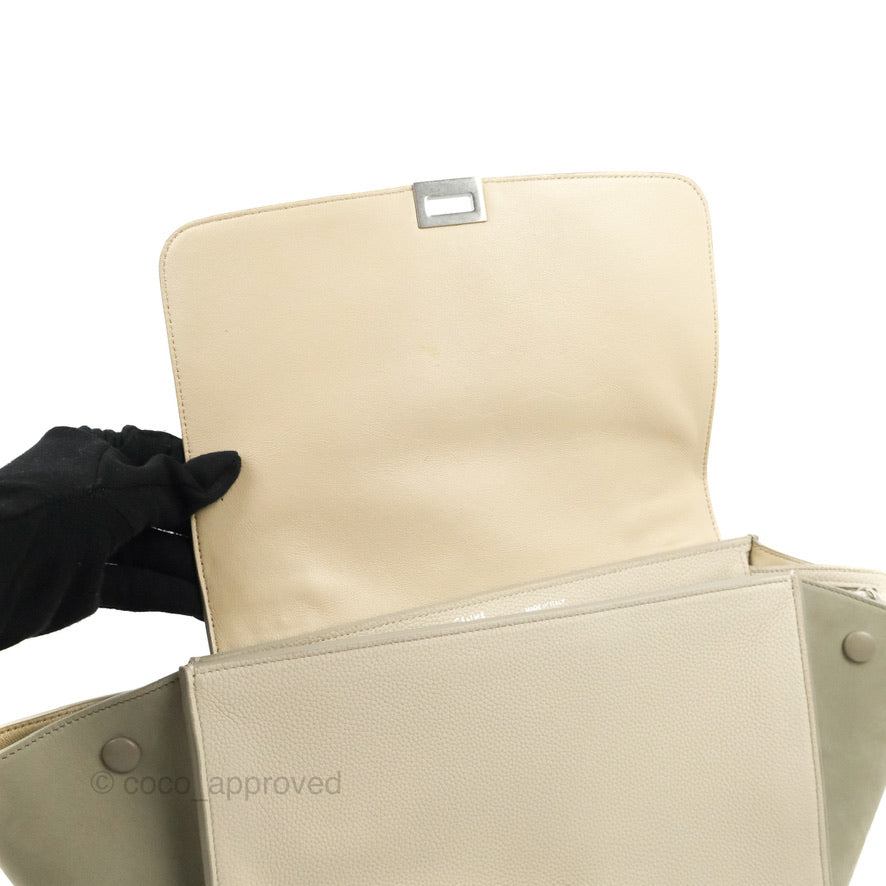 Celine Small Sleek Trapeze Beige Calfskin/Patent