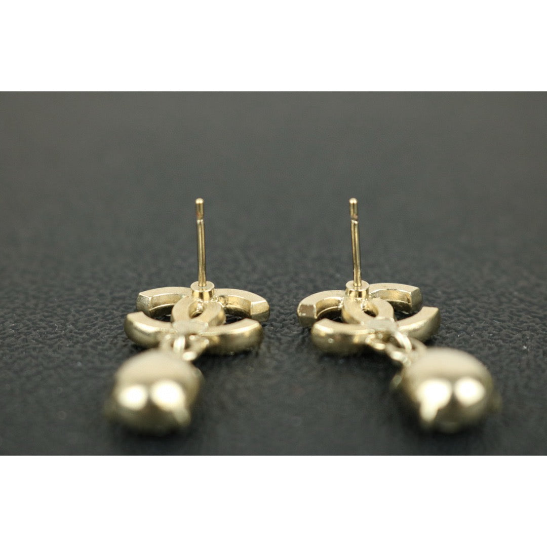 Very Good ( Rank A) ｜CHANEL COCO Mark Water drop pendant  Rhinestone Earrings ｜X25020916