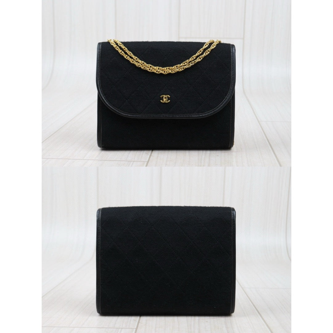Very Good ( Rank A)｜ CHANEL Mini Coco Mark Matrasse Canvas Chain Shoulder Bag Black｜25032704