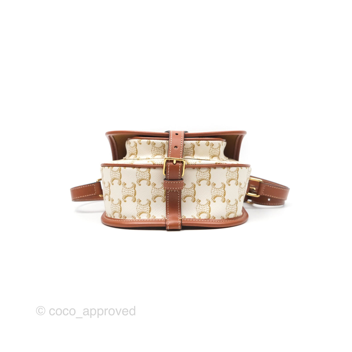 Celine Medium Folco Bag Triomphe Canvas White