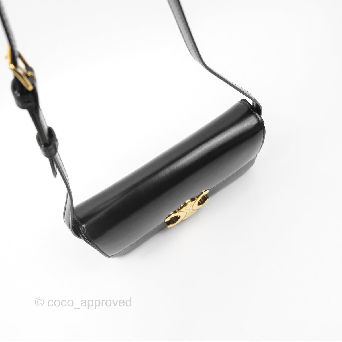 Celine Triomphe Shoulder Bag Black Calfskin