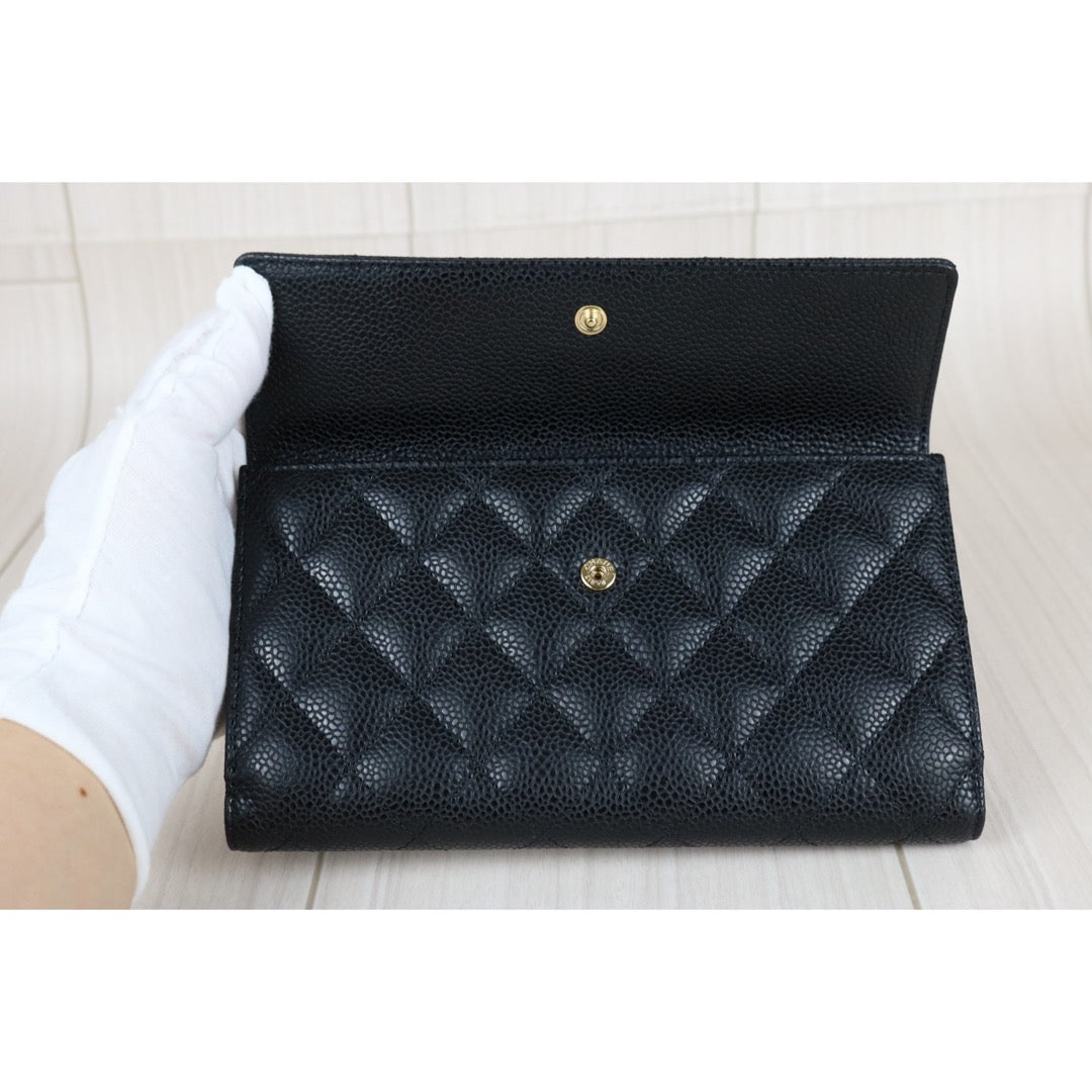 Excellent（Rank SA）｜CHANEL Caviar Skin Black Long Wallet Made In 2013- 2014Year｜X25051208