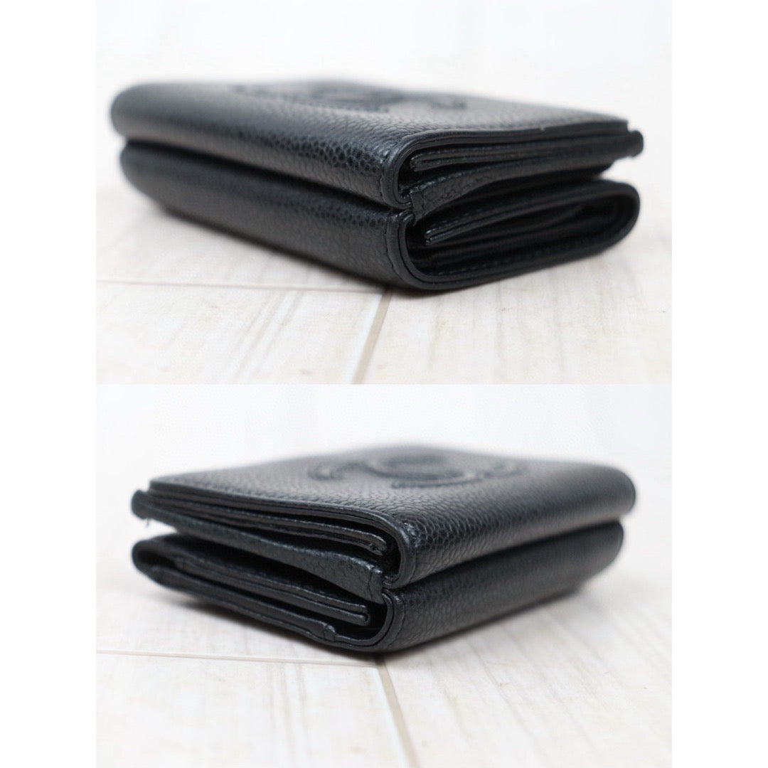 Very Good ( Rank A)｜CHANEL Caviar Skin Leather Calf Leather Wallet Black Made In 2019 Year｜VT25030132