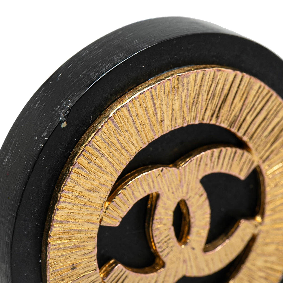 Gold Chanel Gold Plated CC Button Clip On Earrings