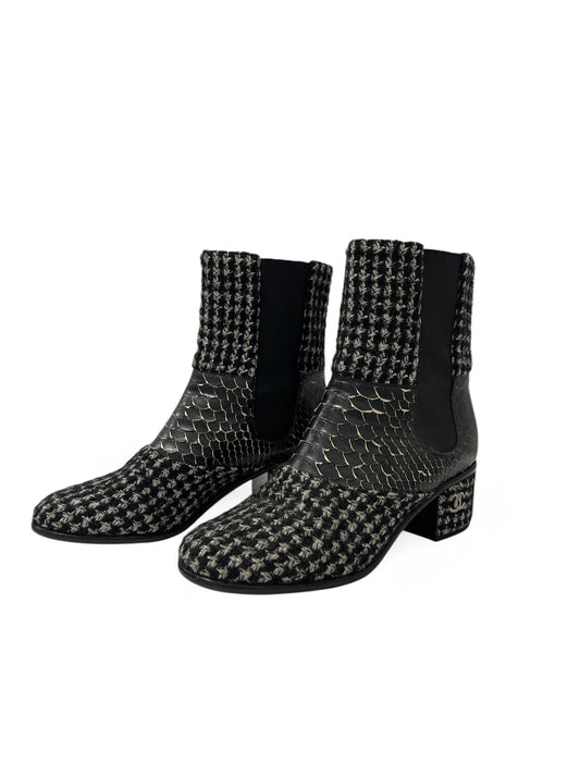 Chanel - Bottines tweed et python t.38