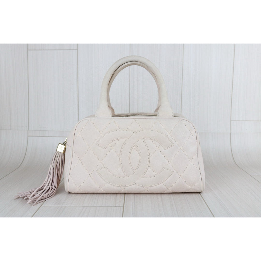 Good ( Rank AB)｜ CHANEL  Caviar Skin Leather Calf Leather Bowling Bag Hand Bag Pink Made In 2004～2005 Year｜B25030111