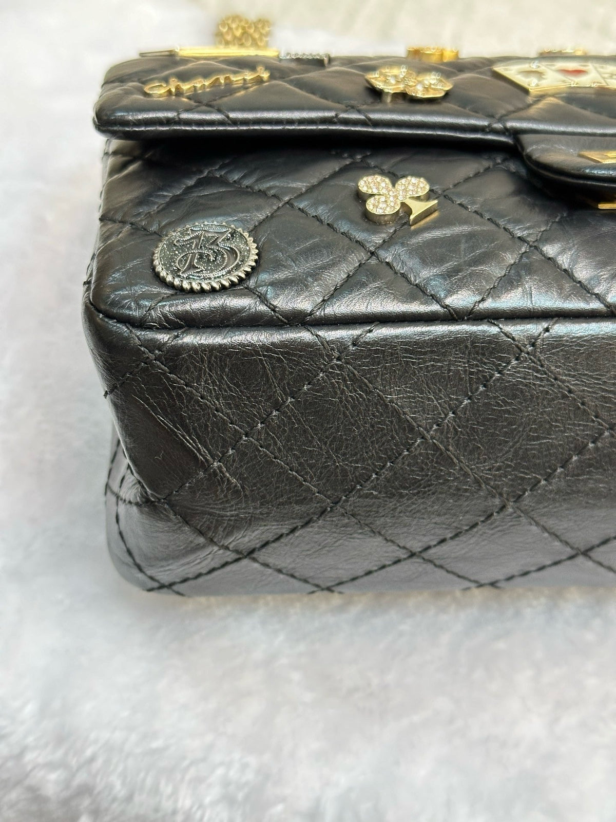 Chanel Small 2.55 Reissue Aged Calfskin Lucky Charms 225 Flap Black GHW