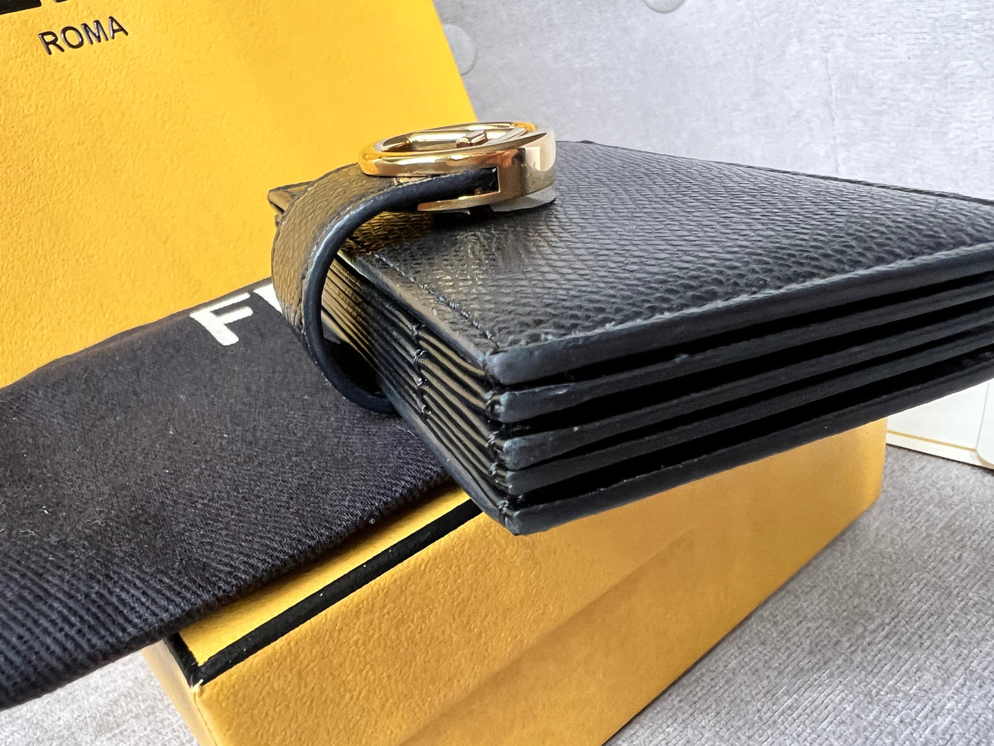 Fendi Black Gusseted Card Holder