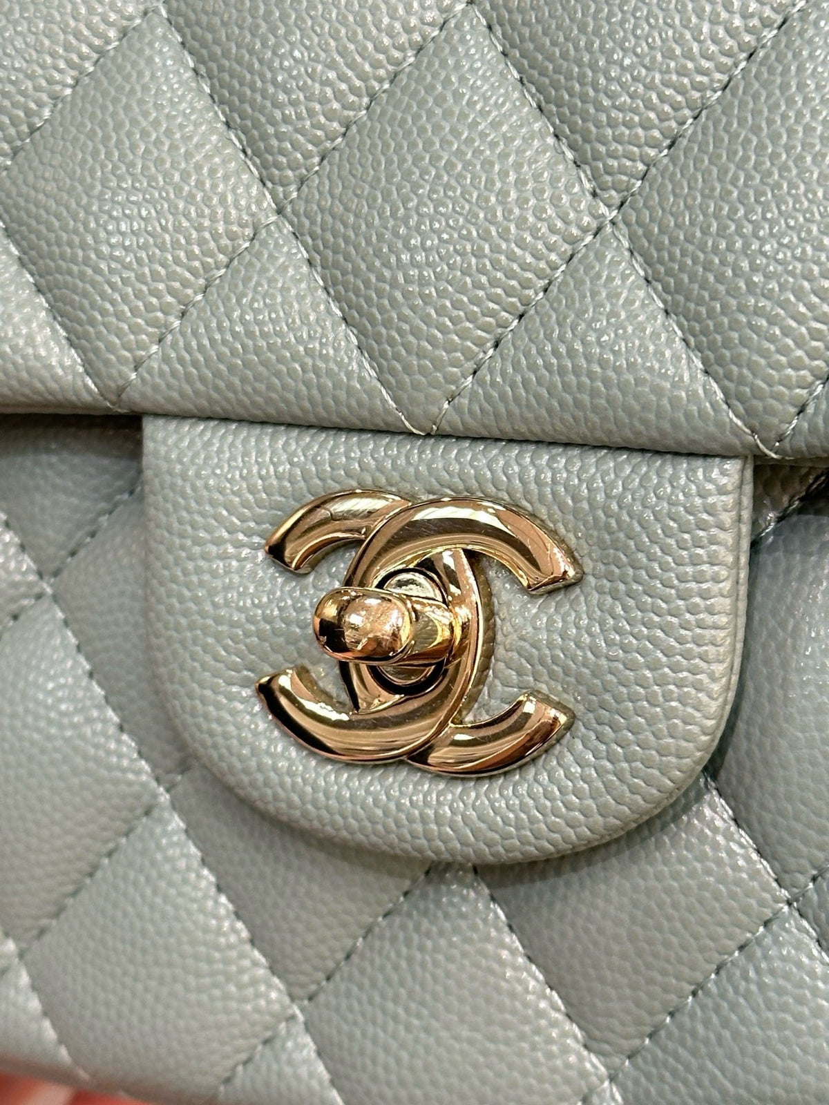 Chanel Small Caviar Quilted Double Flap Dark Green 22C