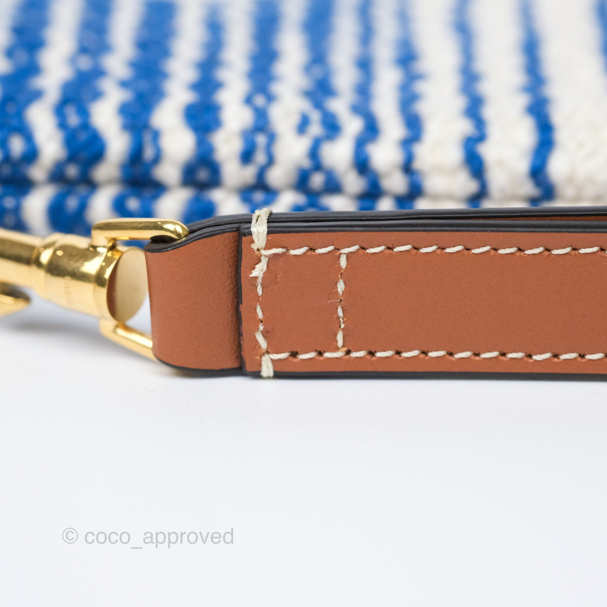 Celine Small Pouch with Strap in Striped Textile Ivory Orange Blue