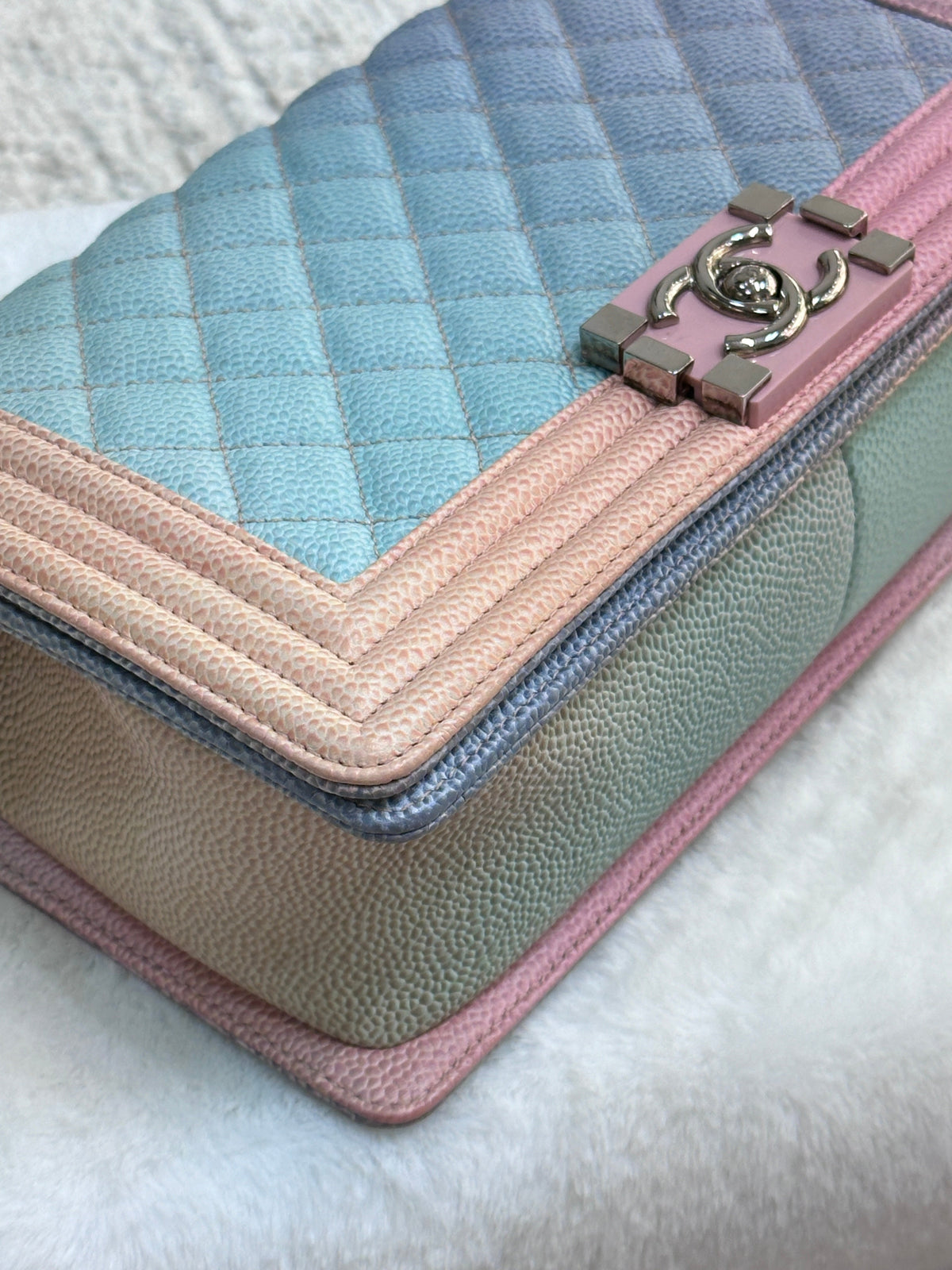 Chanel Rainbow Qulited Caviar Boy Bag Medium