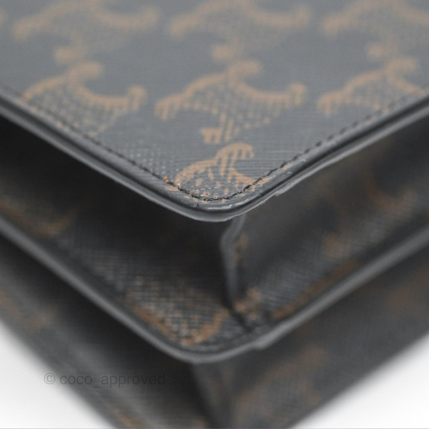 Celine Wallet On Strap Triomphe Canvas Tan Lambskin