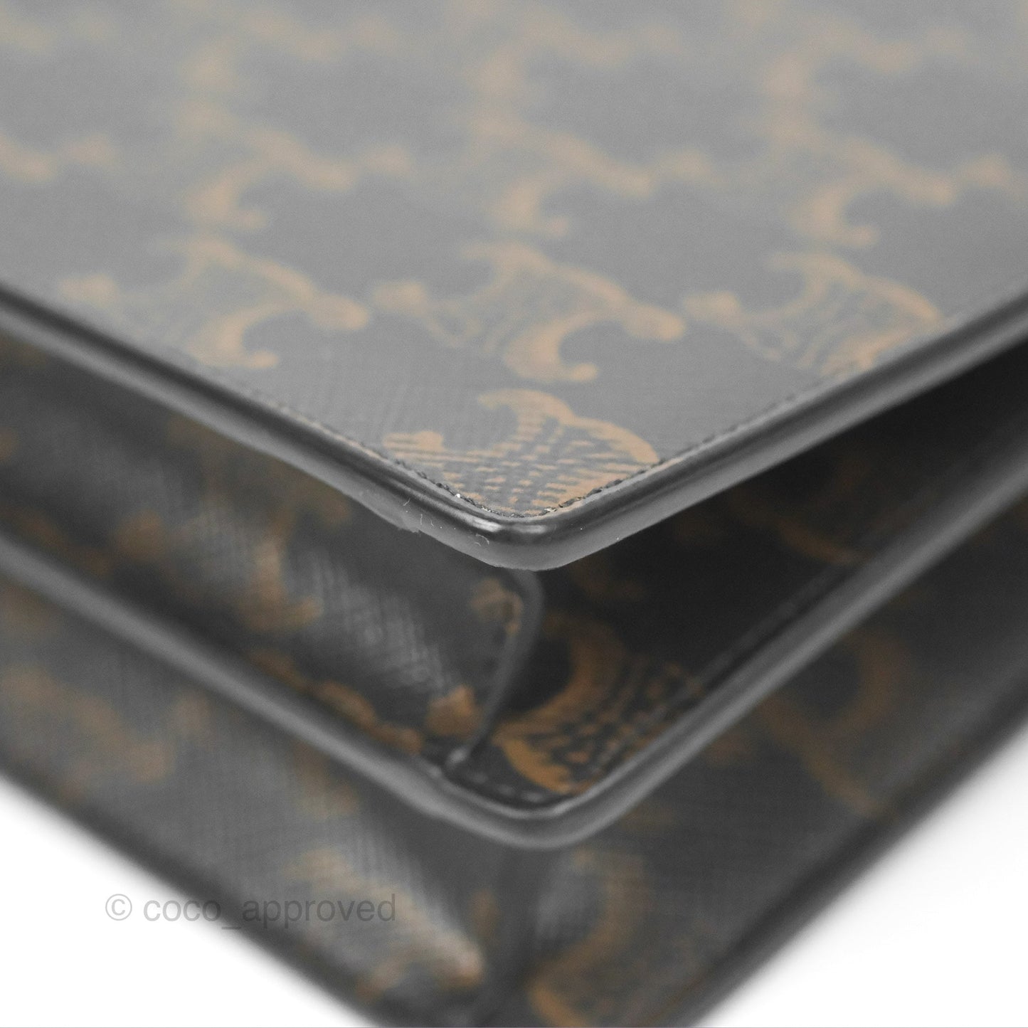 Celine Wallet On Strap Triomphe Canvas Tan Lambskin