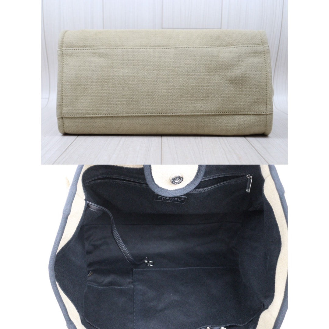 Rank A｜ CHANEL Canvas Tote Bag Khaki Large｜P24061127