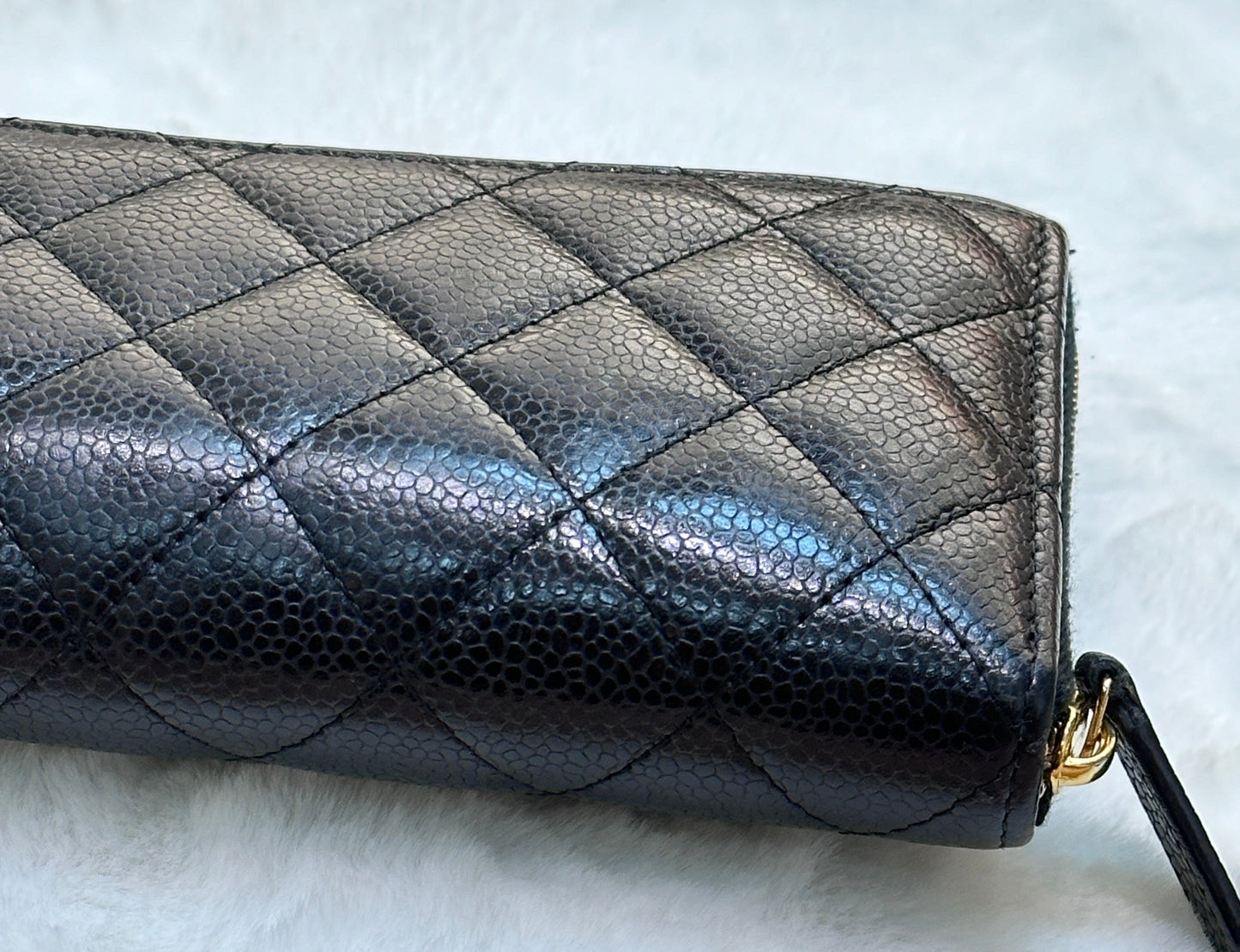 Chanel Caviar Long Zip Wallet Black