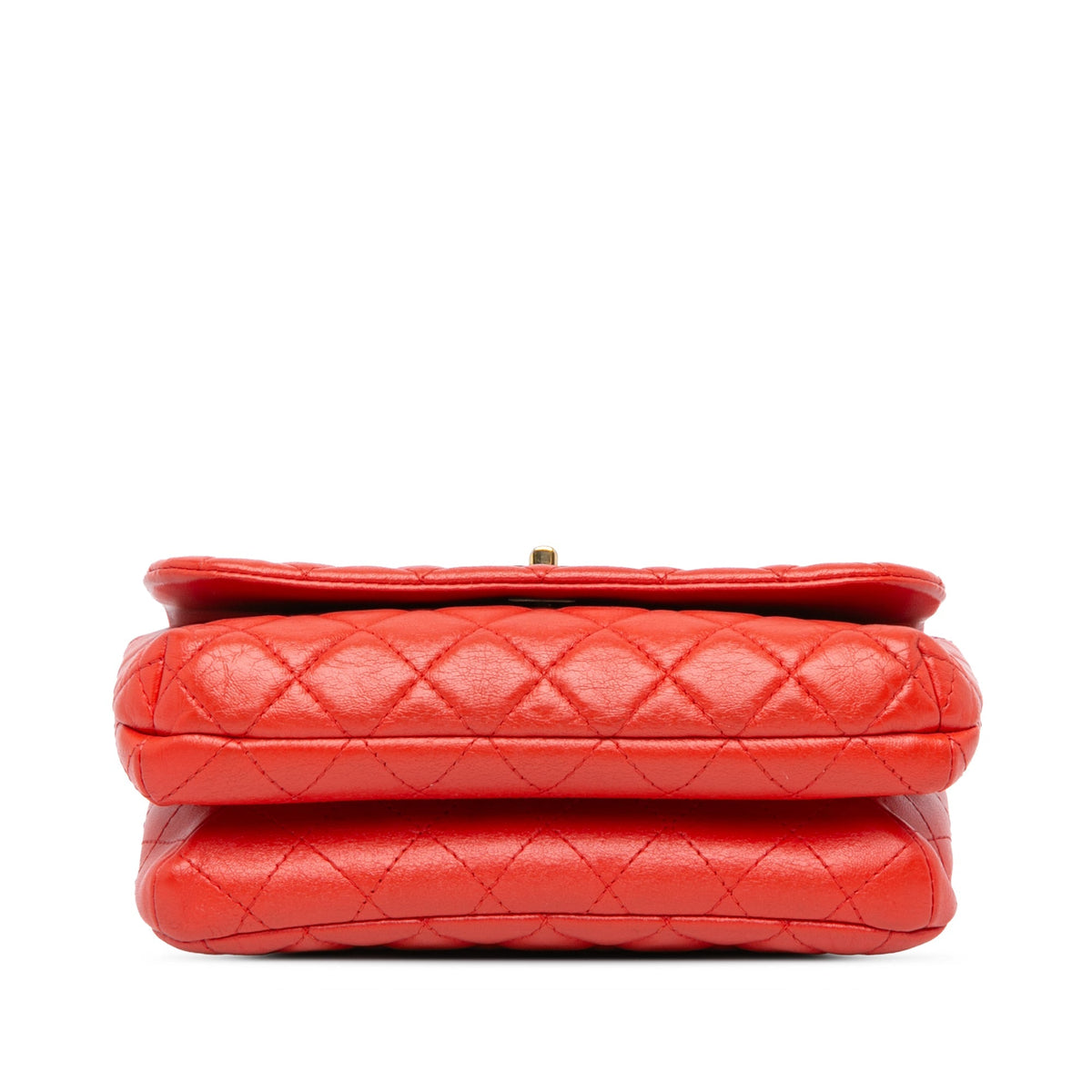 Red Chanel Quilted Lambskin Knock on Wood Satchel