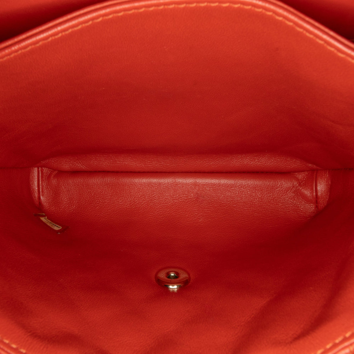Red Chanel Quilted Lambskin Knock on Wood Satchel