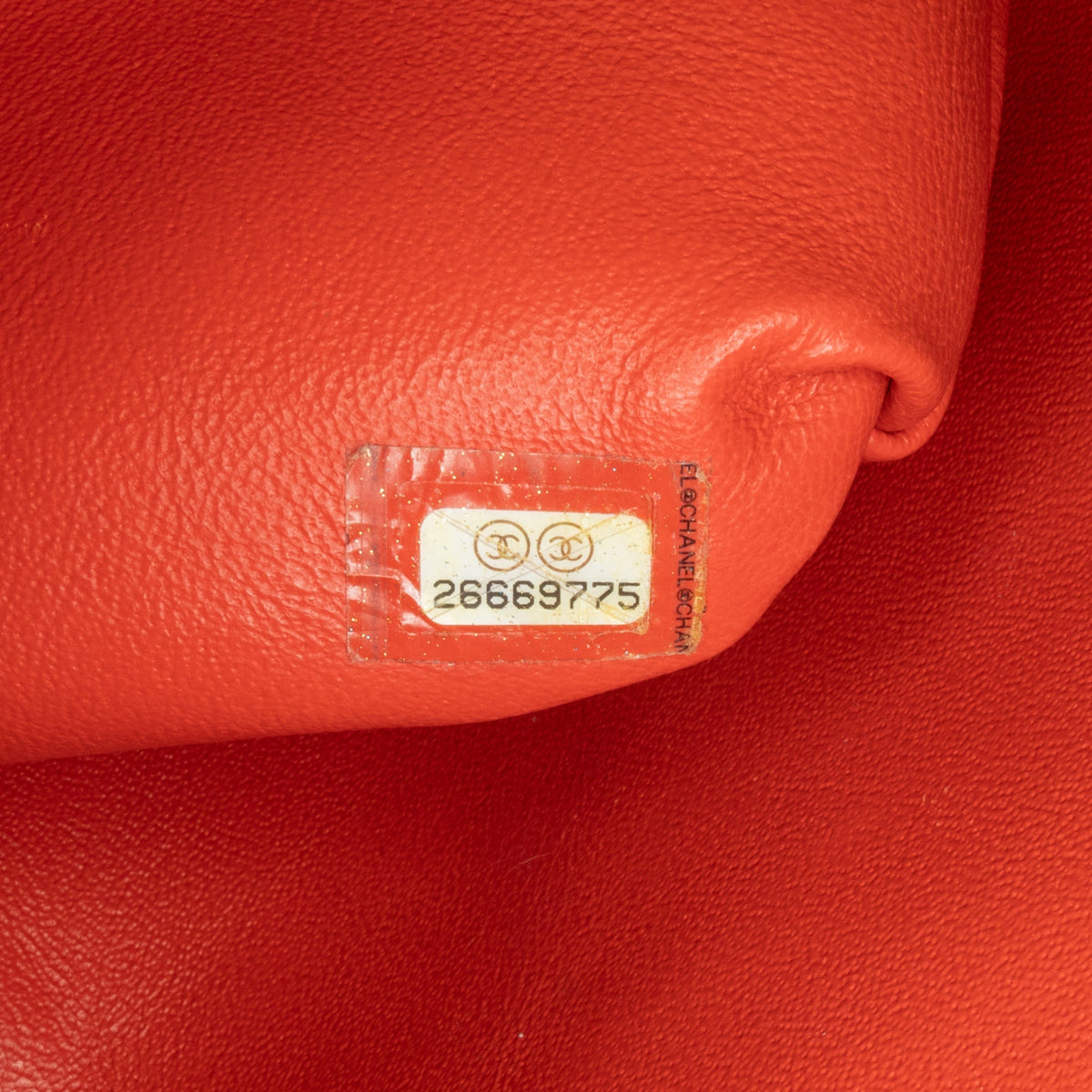 Red Chanel Quilted Lambskin Knock on Wood Satchel