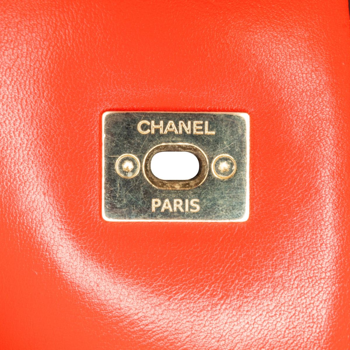 Red Chanel Quilted Lambskin Knock on Wood Satchel