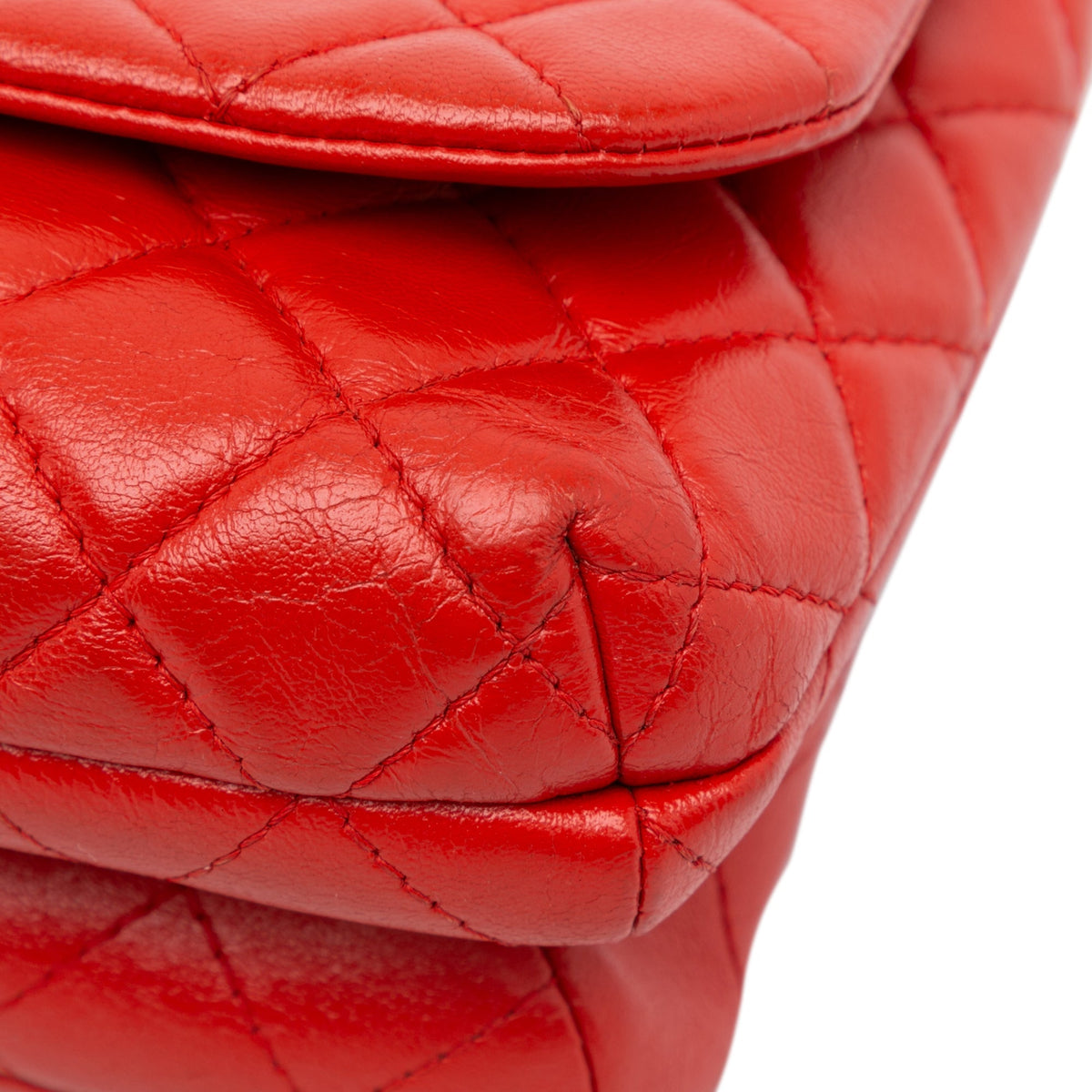 Red Chanel Quilted Lambskin Knock on Wood Satchel