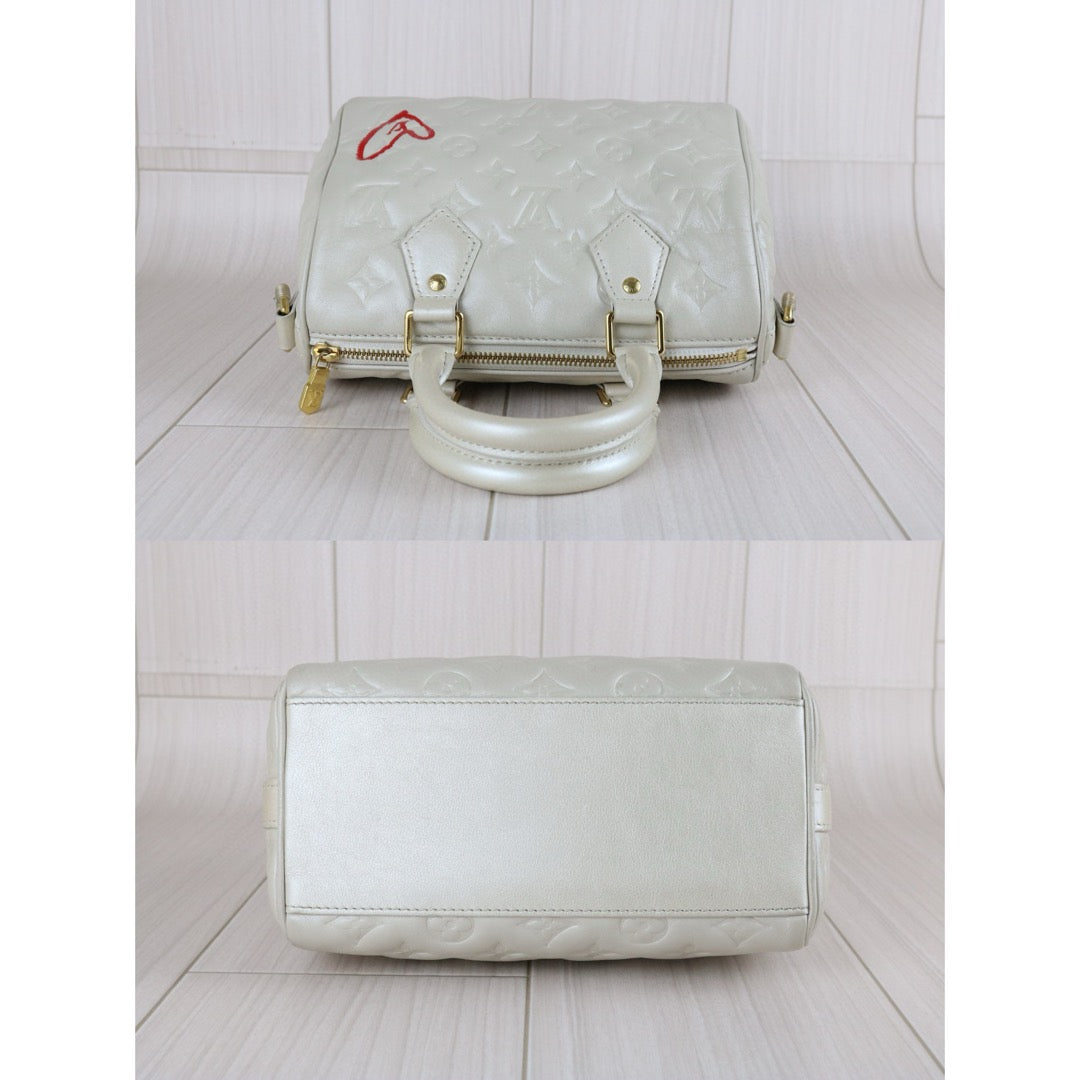 Very Good ( Rank A) ｜LV Monogram Leather Speedy 20 Limited Edition White Handbag With Shoulder Bag｜B25012201