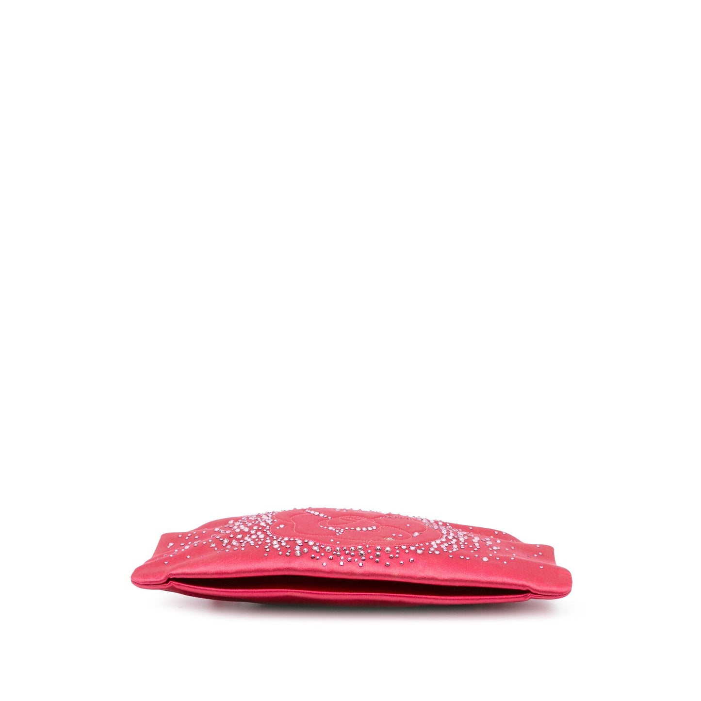 Pink Chanel Satin Diamante Camellia Clutch with Chain Shoulder Bag