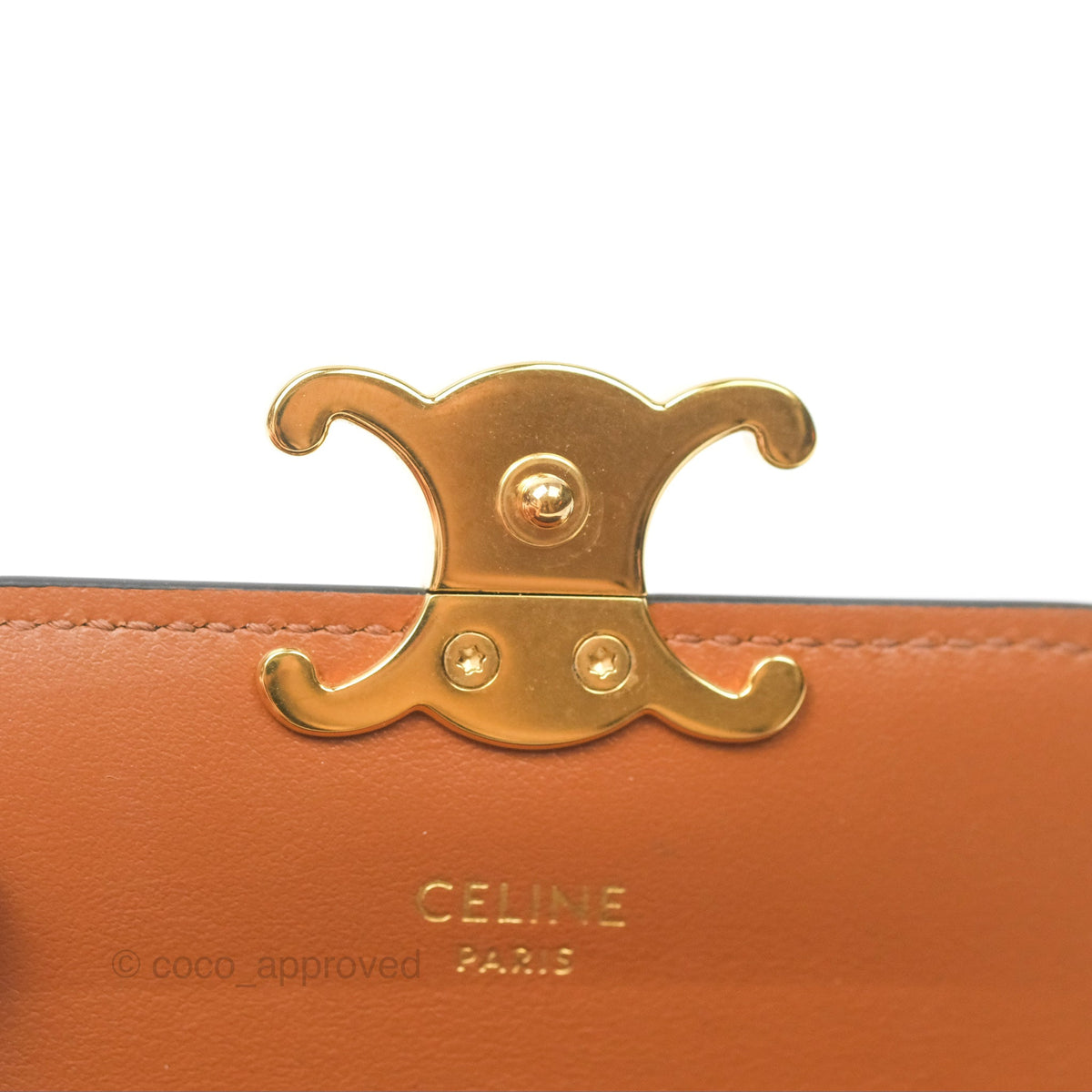 Celine Triomphe Flap Card Holder Triomphe Canvas Tan