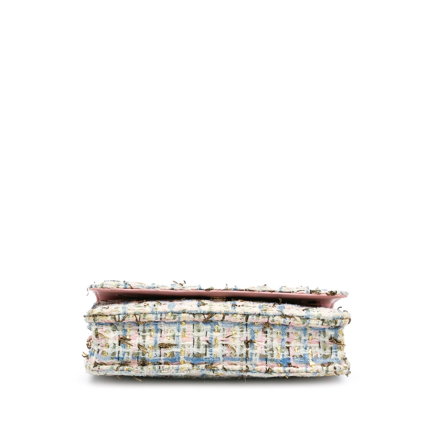Multicolor Chanel Quilted Boucle Tweed Charm Wallet On Chain Crossbody Bag
