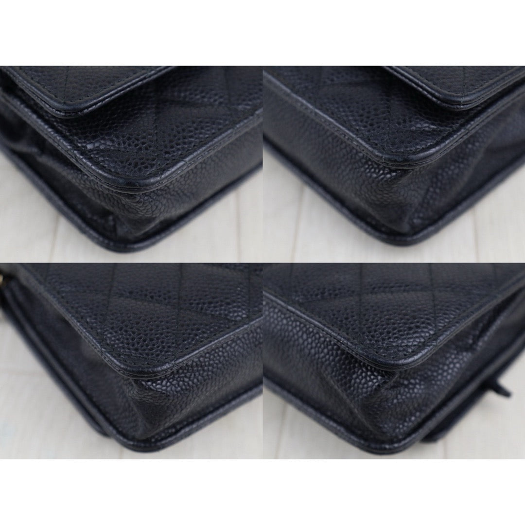 Good ( Rank AB)｜ CHANEL Matelasse Caviar Skin Chain WOC Black  Made in 2018Year ｜H25063007