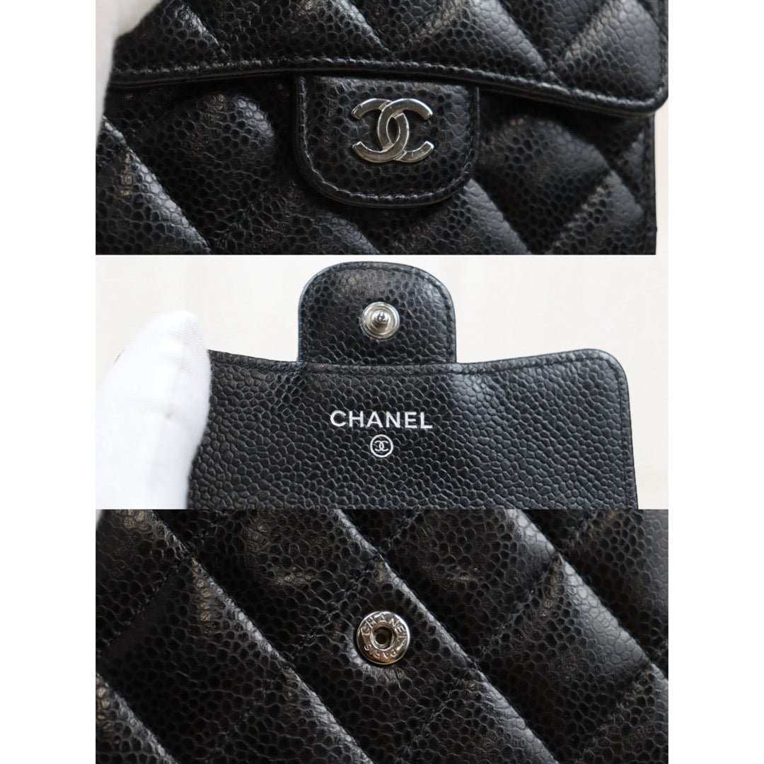 Very Good ( Rank A)｜Chanel Caviar Skin Black Wallet Made In 2018Year ｜S25071005