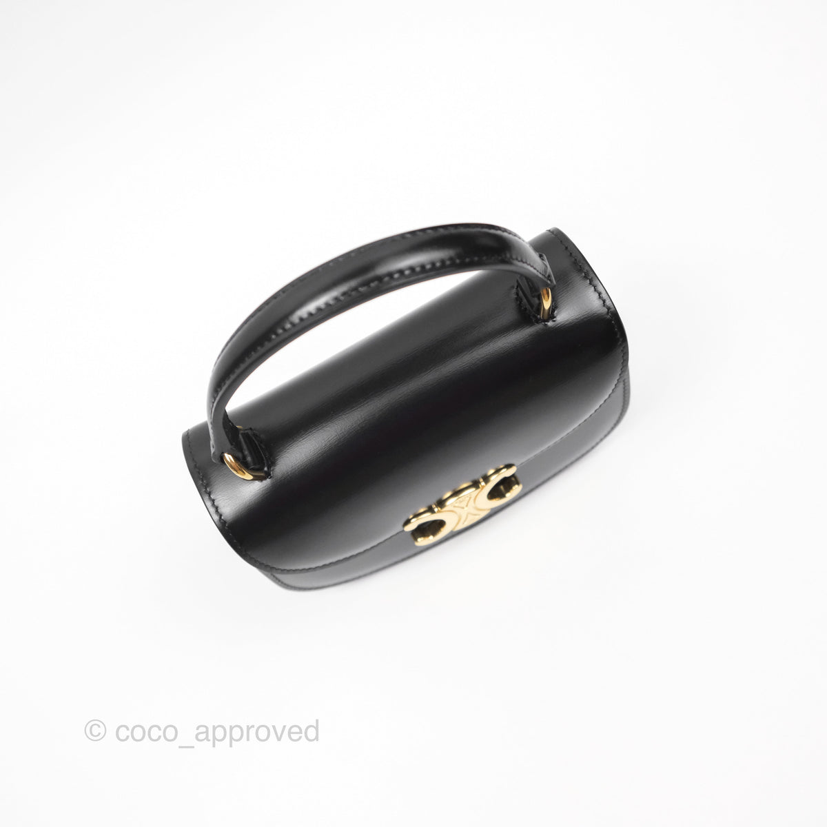 Celine Mini Besace Clea in Shiny Calfskin Black