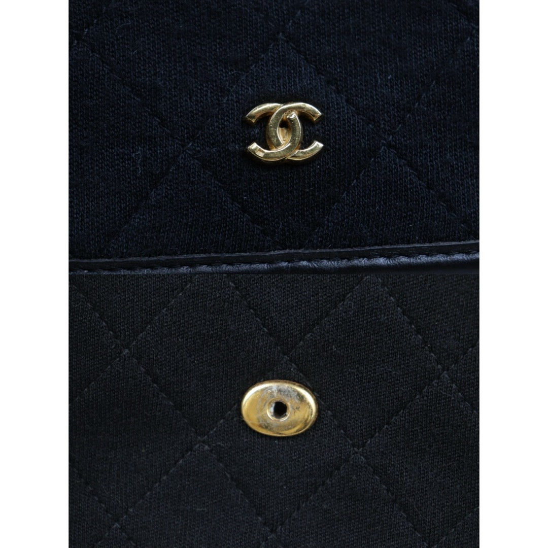 Very Good ( Rank A)｜ CHANEL Mini Coco Mark Matrasse Canvas Chain Shoulder Bag Black｜25032704