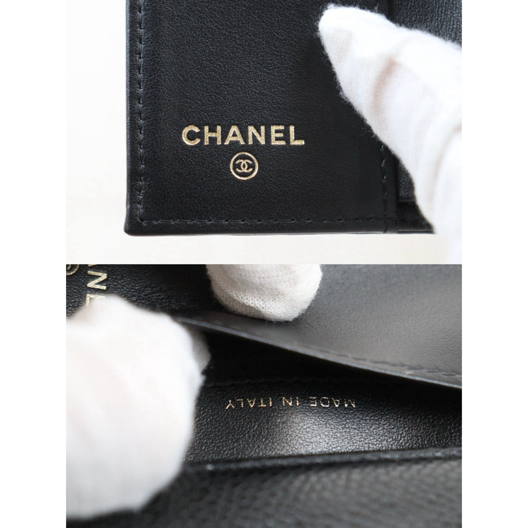 Very Good ( Rank A)｜CHANEL Caviar Skin Leather Calf Leather Wallet Black Made In 2019 Year｜VT25030132