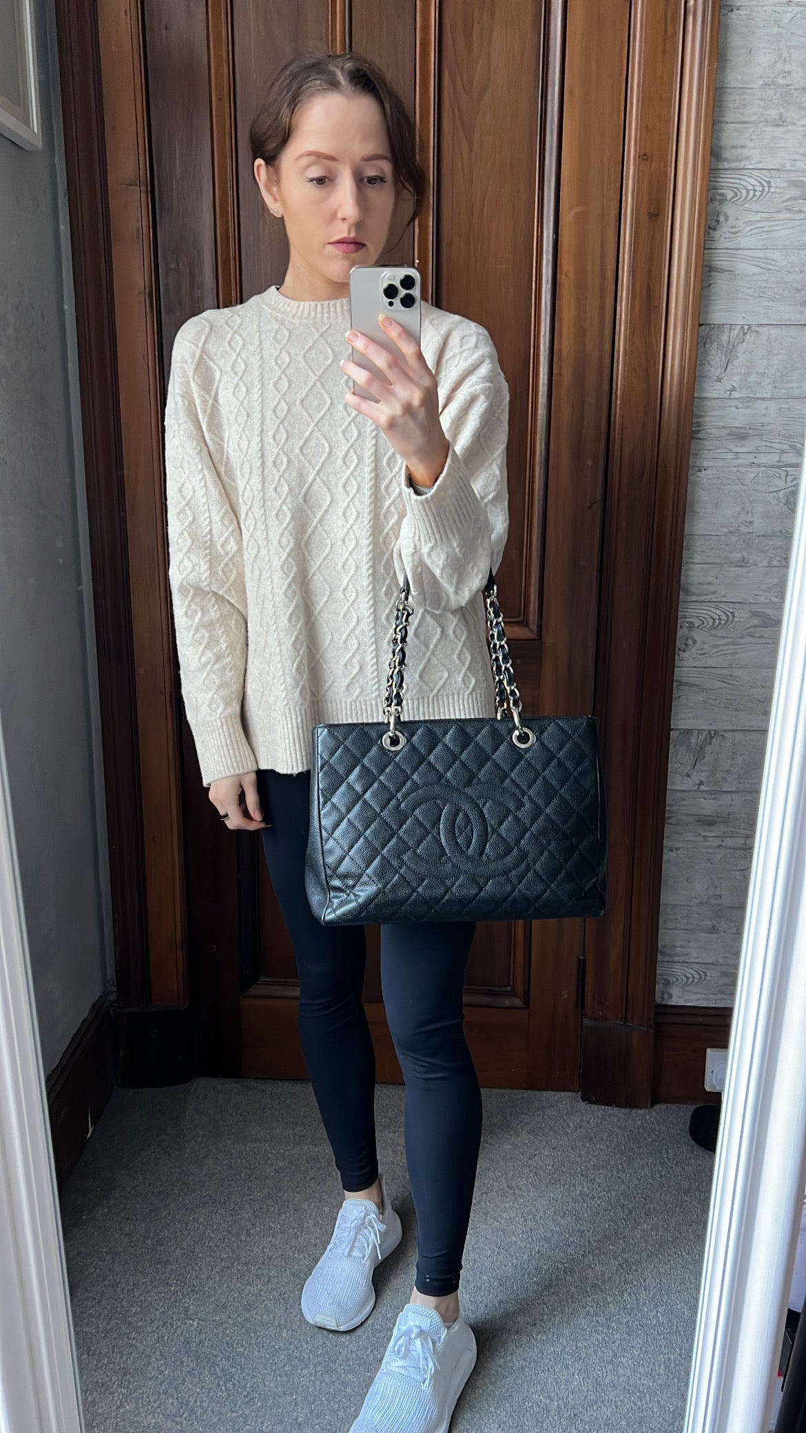 Chanel Black Caviar Grand Shopper Tote  Silver Hardware